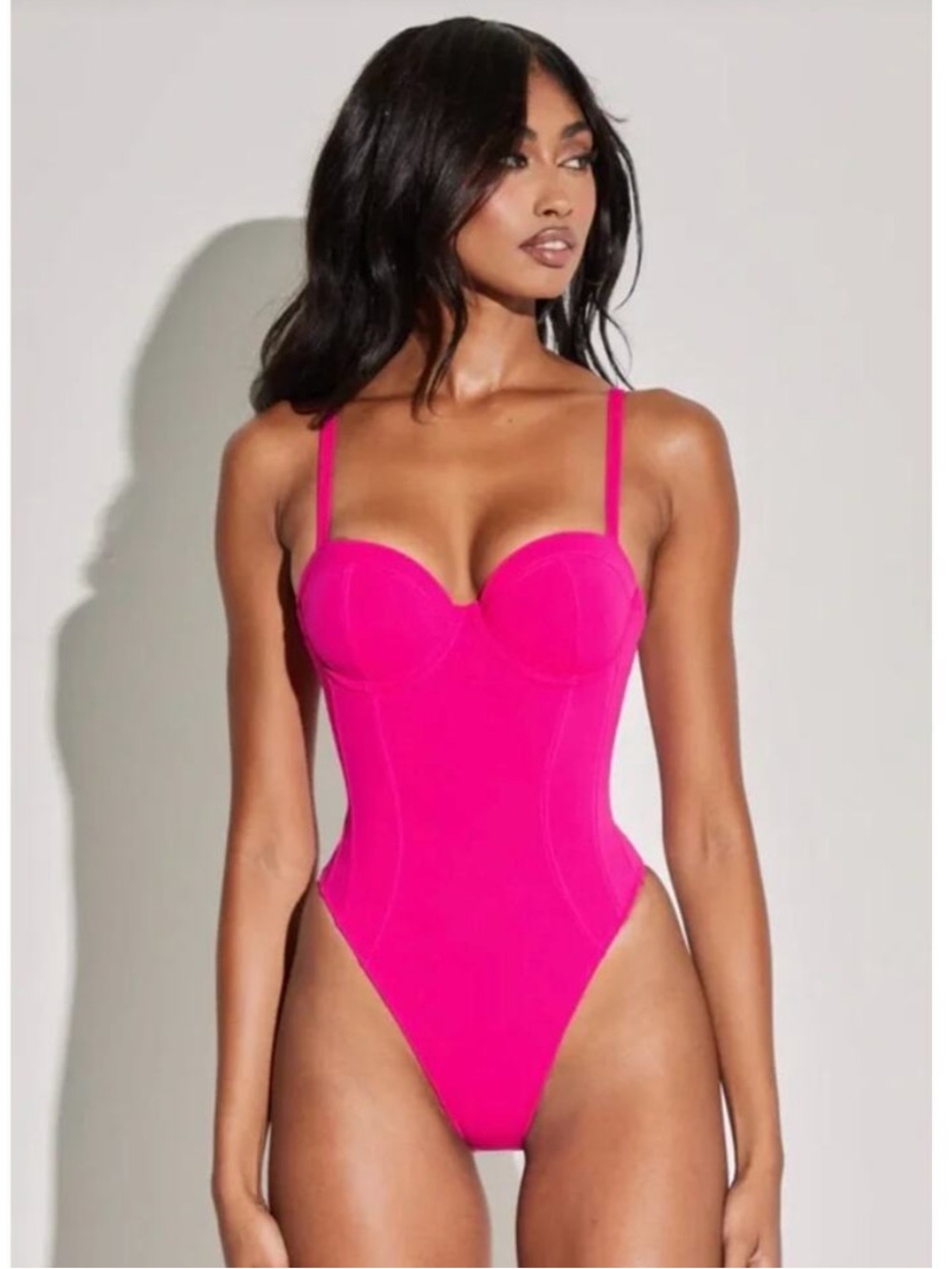 TA3 Hi Cut Lushy Corset Back One Piece Swimsuit Pink Size XL Reg/Long